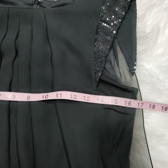 Jessica McClintock Womens 12 Pleated Sequins Blouson Cocktail Mini Dress Black - Picture 10 of 13